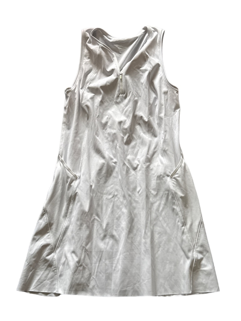 ATHLETA Quarter Zip Flowy Tennis Dress Medium White Unlined NWOT